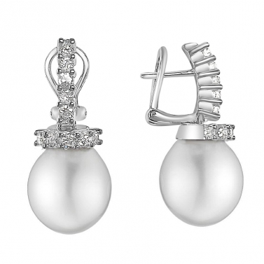 ISABEL GUARCH UNIQUE JEWELS MALLORCA WHITE GOLD, AUSTRALIAN PEARLS AND DIAMONDS EARRINGS